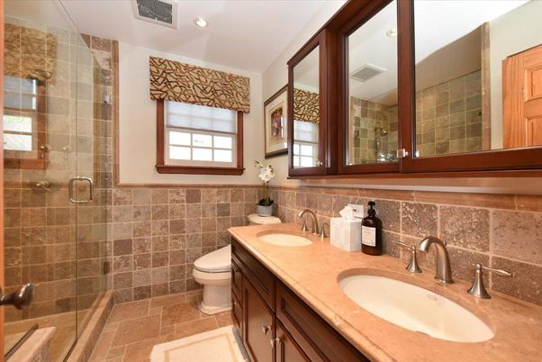 Bathroom, Dual Sink Vanities, Glass Shower, Interior, Recessed Lighting