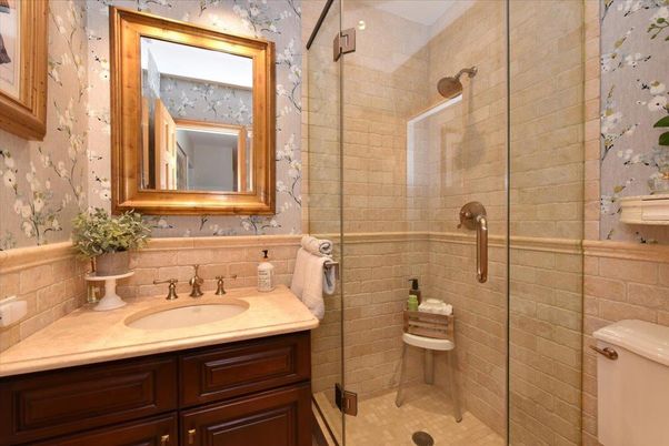 Bathroom, Glass Shower, Interior, Stone Walls