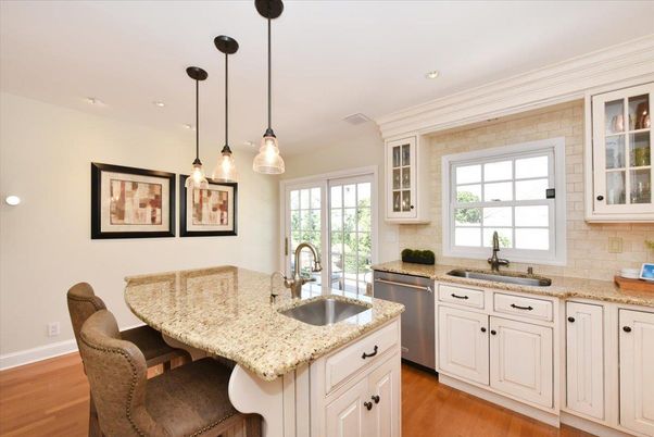Interior, Kitchen, Pendant Lights, Recessed Lighting, Wood Texture Flooring