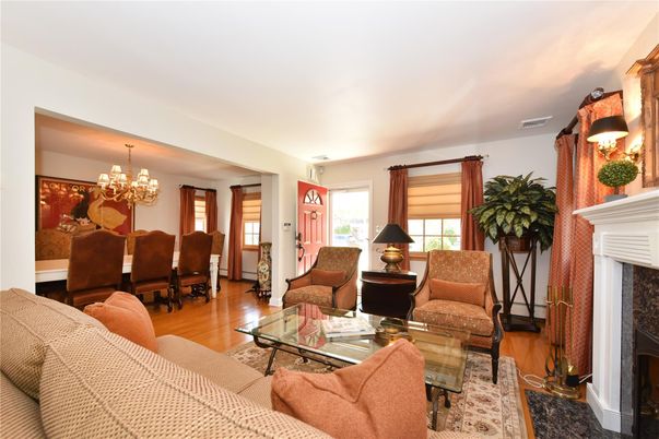 Chandelier, Dining room, Fireplace, Interior, Living room, Wood Texture Flooring