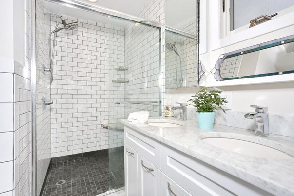 Bathroom, Dual Sink Vanities, Glass Shower, Interior