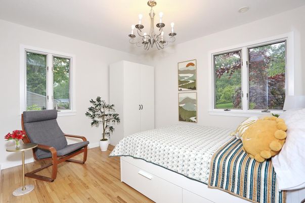 Bedroom, Chandelier, Interior, Wood Texture Flooring