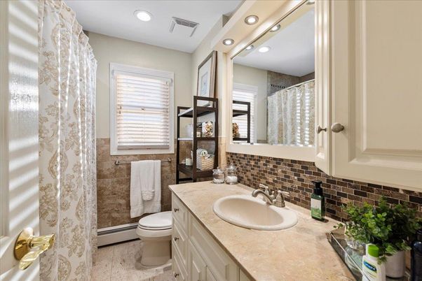 Bathroom, Interior, Recessed Lighting, Tile Countertops