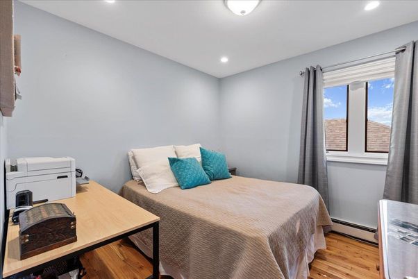 Bedroom, Home Office, Interior, Recessed Lighting, Wood Texture Flooring