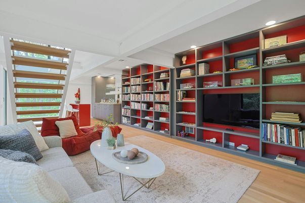 Interior, Living room, Recessed Lighting, Wood Texture Flooring