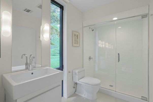 Bathroom, Glass Shower, Interior, Recessed Lighting
