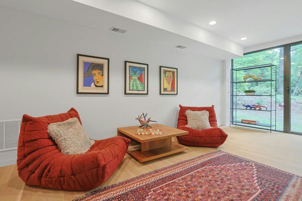 Interior, Living room, Recessed Lighting, Wood Texture Flooring