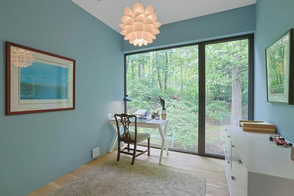 Chandelier, Home Office, Interior, Wood Texture Flooring