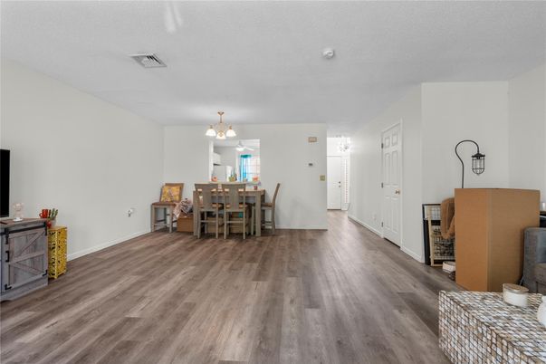 Chandelier, Dining room, Interior, Wood Texture Flooring