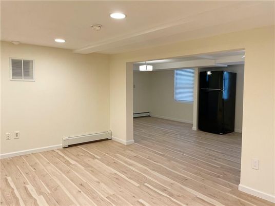 Empty room, Interior, Pendant Lights, Recessed Lighting, Wood Texture Flooring