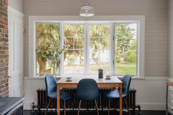 Dining room, Interior, Pendant Lights, Stone Walls