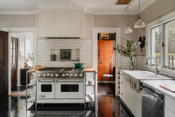 Interior, Kitchen, Pendant Lights, Stainless Steel Appliances, Wood Texture Flooring