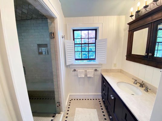 Bathroom, Dual Sink Vanities, Glass Shower, Interior