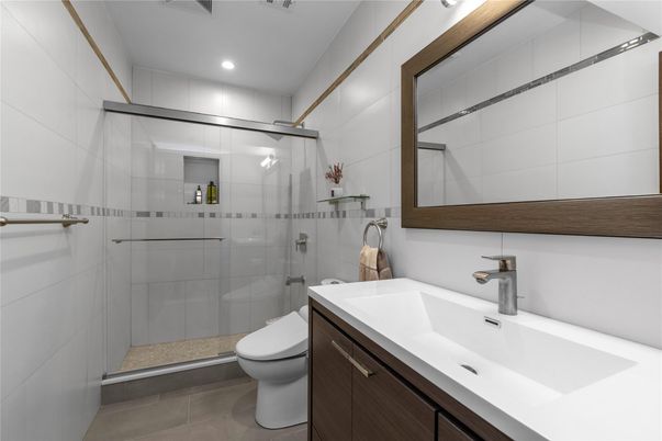 Bathroom, Glass Shower, Interior, Recessed Lighting