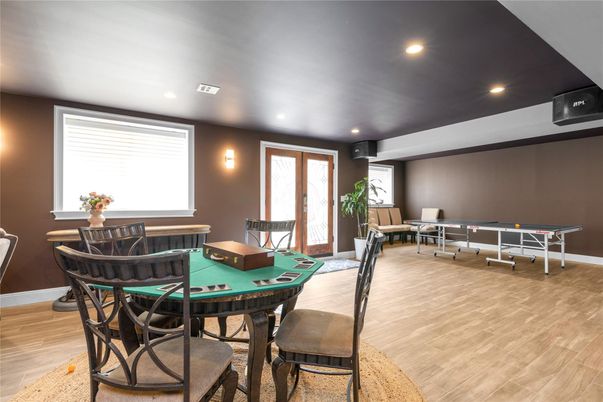 Game Room, Interior, Recessed Lighting, Wood Texture Flooring