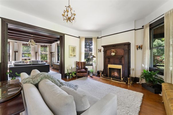 Chandelier, Fireplace, Interior, Living room, Wood Texture Flooring