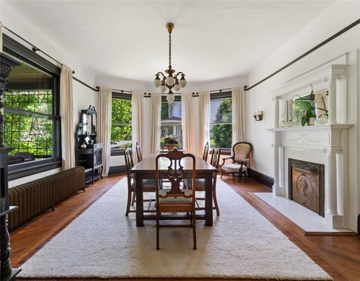 Chandelier, Dining room, Fireplace, Interior, Wood Texture Flooring