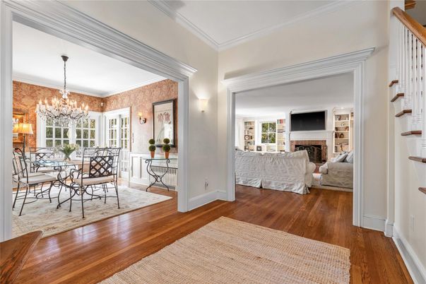 Chandelier, Dining room, Fireplace, Interior, Living room, Wood Texture Flooring