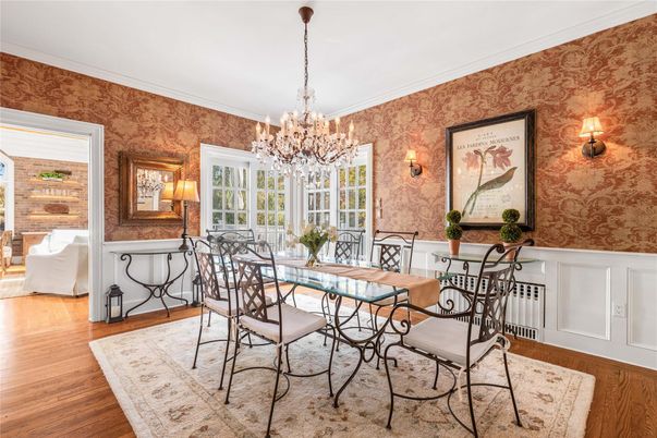 Chandelier, Dining room, Interior, Wood Texture Flooring