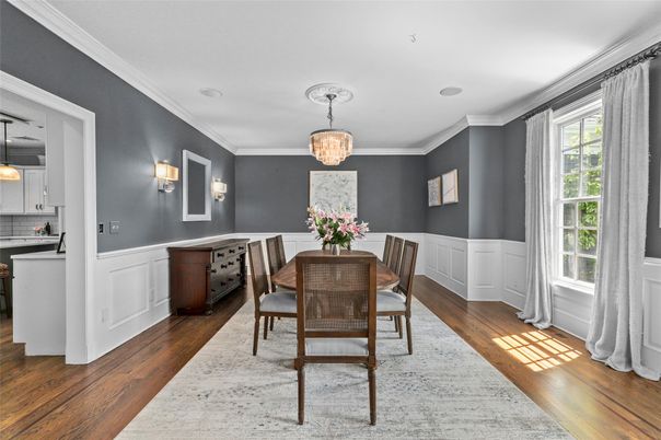 Chandelier, Dining room, Interior, Kitchen, Pendant Lights, Wood Texture Flooring