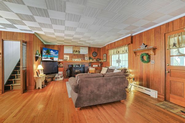 Interior, Living room, Wood Texture Flooring, Wooden Walls