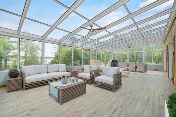 Dining room, Glass Ceilings, Interior, Living room, Sun Room, Wood Texture Flooring
