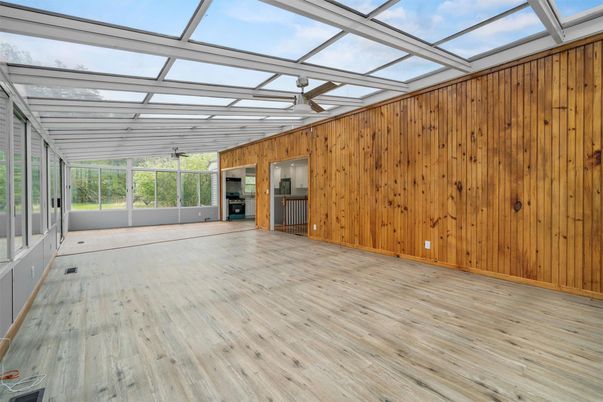 Empty room, Glass Ceilings, Interior, Sun Room, Wood Texture Flooring, Wooden Walls