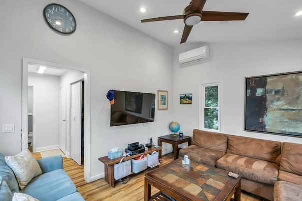Interior, Living room, Recessed Lighting, Wood Texture Flooring