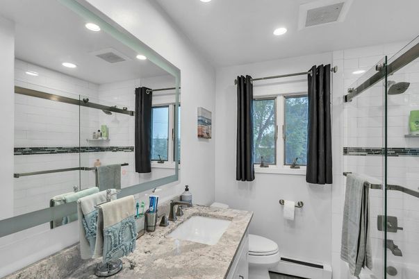 Bathroom, Glass Shower, Interior, Recessed Lighting