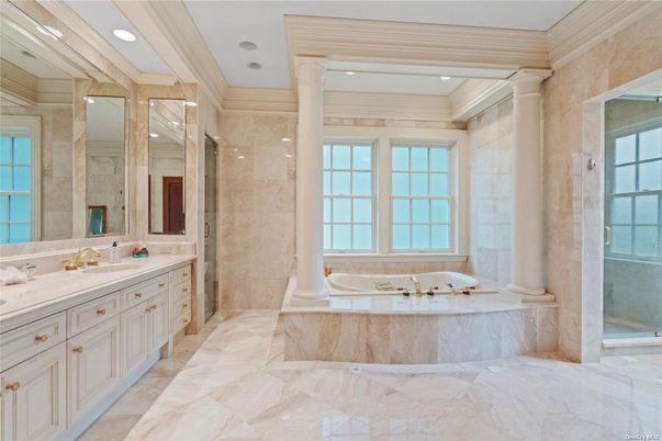 Bathroom, Dual Sink Vanities, Glass Shower, Interior, Recessed Lighting