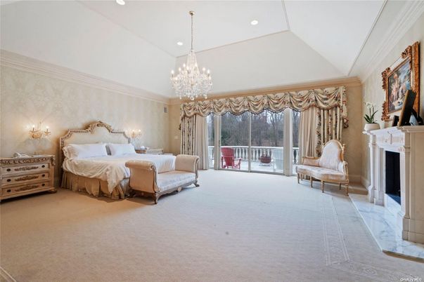 Bedroom, Chandelier, Fireplace, Interior, Recessed Lighting