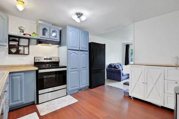 Interior, Kitchen, Stainless Steel Appliances, Wood Texture Flooring