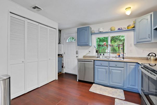 Interior, Kitchen, Stainless Steel Appliances, Wood Texture Flooring