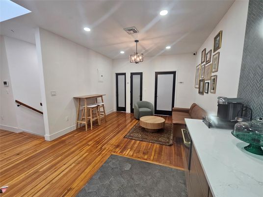 Chandelier, Interior, Living room, Recessed Lighting, Wood Texture Flooring