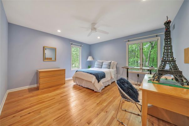 Bedroom, Home Office, Interior, Recessed Lighting, Wood Texture Flooring