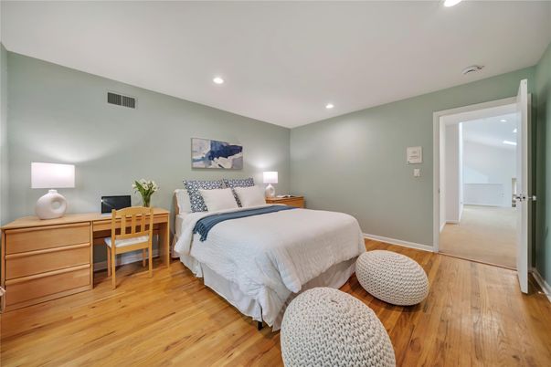 Bedroom, Home Office, Interior, Recessed Lighting, Wood Texture Flooring