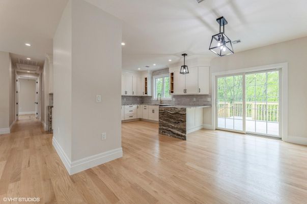 Interior, Kitchen, Pendant Lights, Recessed Lighting, Wood Texture Flooring