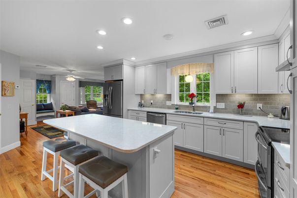 Interior, Kitchen, Recessed Lighting, Wood Texture Flooring