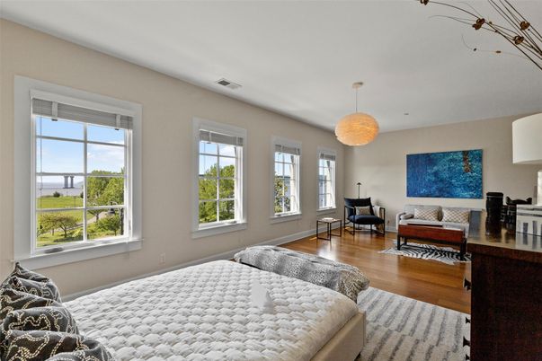 Bedroom, Interior, Pendant Lights, Wood Texture Flooring