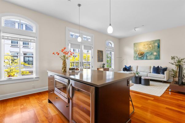 Interior, Kitchen, Living room, Pendant Lights, Wood Texture Flooring
