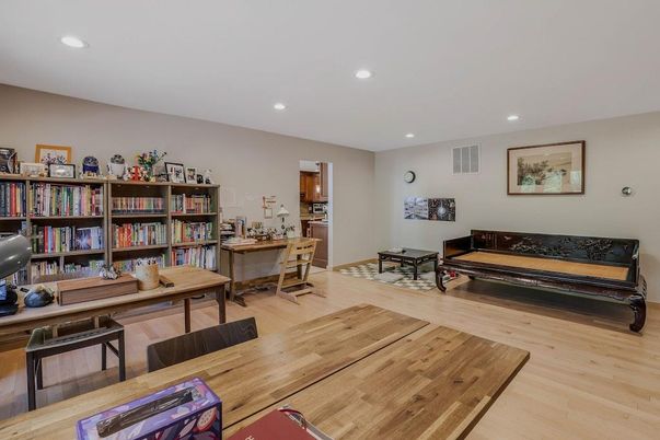 Home Office, Interior, Recessed Lighting, Wood Texture Flooring