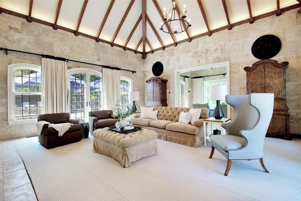Chandelier, Interior, Living room, Stone Walls