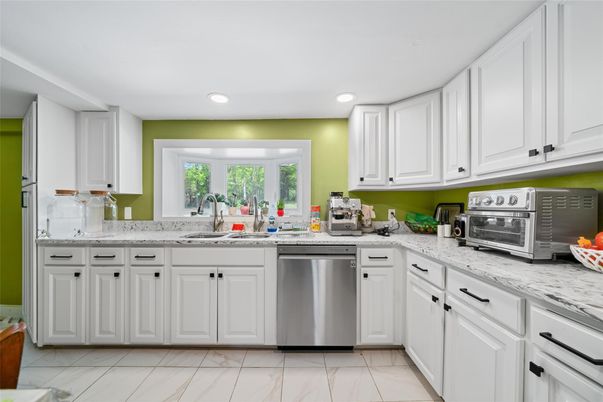 Interior, Kitchen, Marble, Recessed Lighting, Stainless Steel Appliances