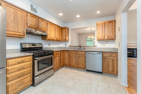 Interior, Kitchen, Pendant Lights, Recessed Lighting, Stainless Steel Appliances