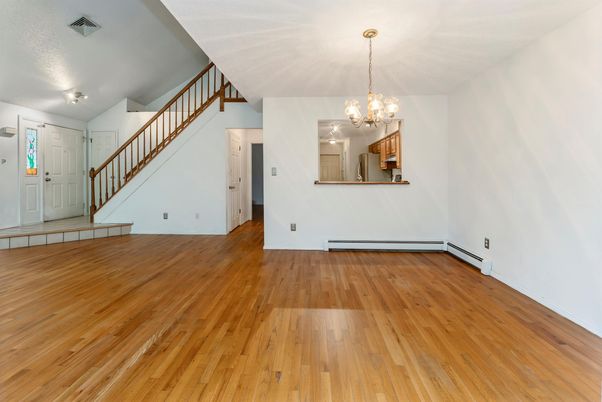 Chandelier, Empty room, Interior, Wood Texture Flooring