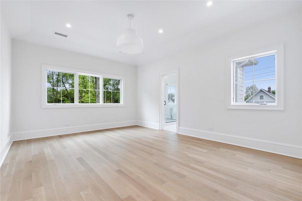 Empty room, Interior, Pendant Lights, Recessed Lighting, Wood Texture Flooring