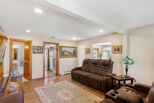 Interior, Living room, Recessed Lighting, Wood Texture Flooring