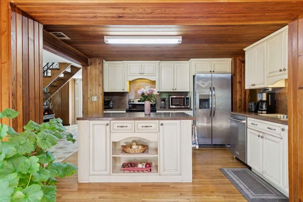 Interior, Kitchen, Stainless Steel Appliances, Wooden Ceilings, Wood Texture Flooring