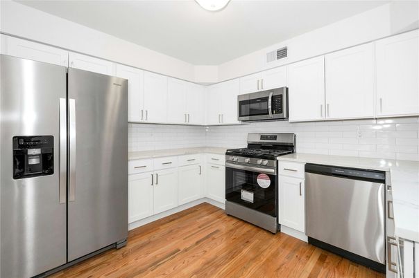 Interior, Kitchen, Stainless Steel Appliances, Wood Texture Flooring