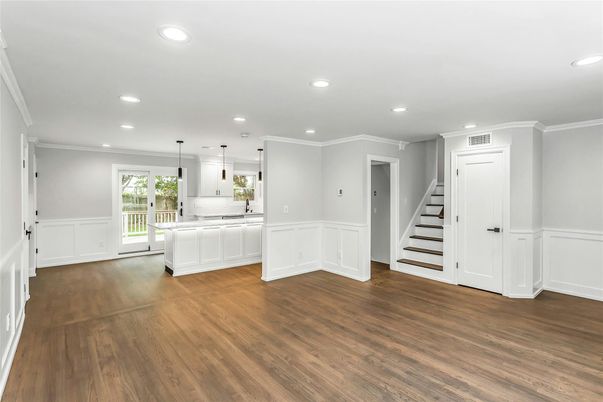 Interior, Kitchen, Pendant Lights, Recessed Lighting, Wood Texture Flooring